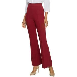 NYDJ SCULT-HER DARK RED KNIT WIDE LEG PULL ON PANTS SIZE MEDIUM